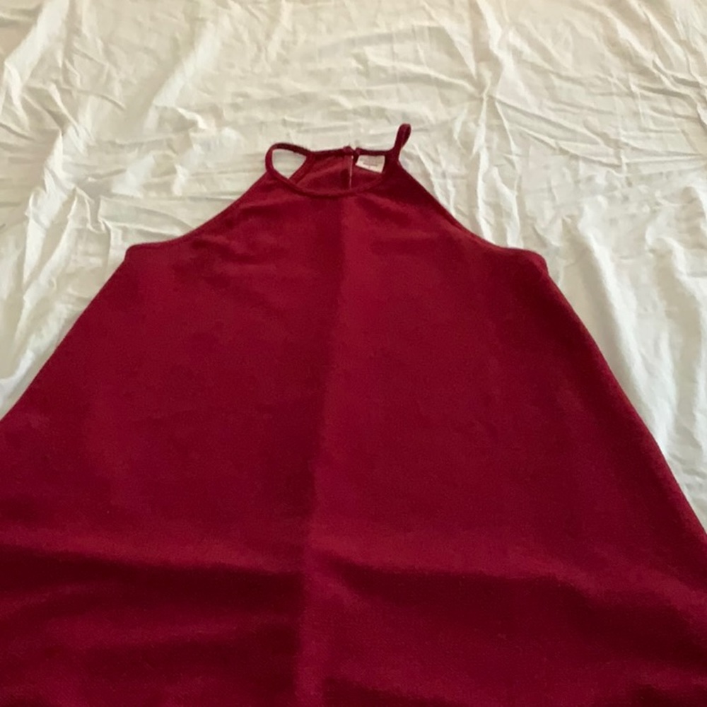 Burgundy halter neck flowey dress